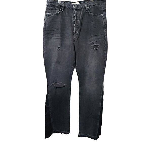 NEW Hudson Faye Ultra High-Rise Flare Jean Distressed Black Wash Size 34 Button - Picture 5 of 10